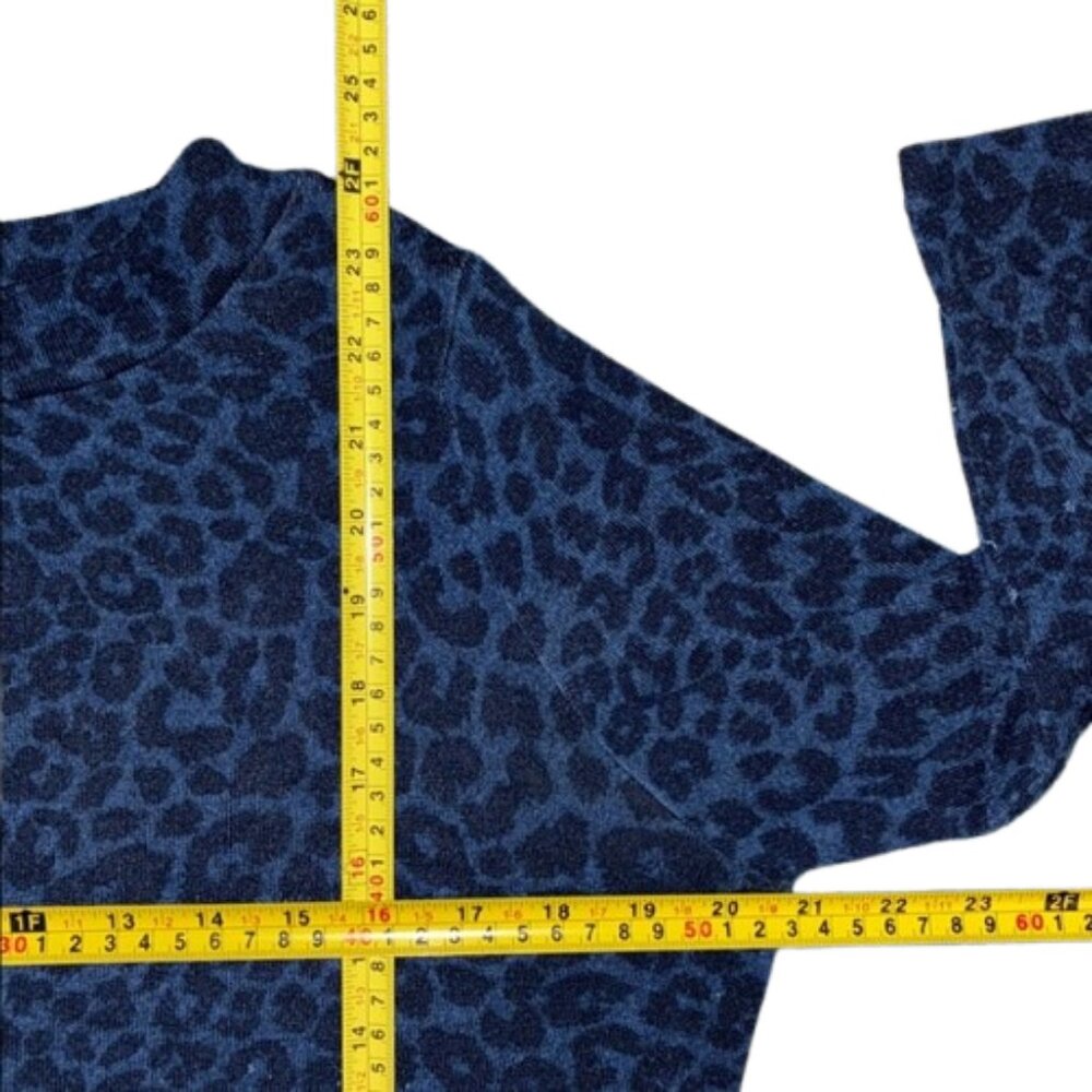 Marks & Spencer Navy Leopard Print 3/4 Sleeve Top Cheetah Cougar slits women's S - Picture 15 of 15